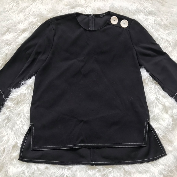 ZARA WOMAN BLACK PEPLUM SLEEVE TOP - Picture 2 of 8